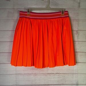 SSYS Neon Orange Pleated Striped Waistband Skort Size Medium